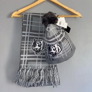 Cincinnati Bengals WEAR Erin Andrews Gray Plaid Winter Sweater Knit Hat
